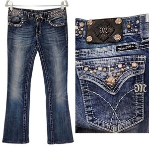 Miss Me Women's  Low-Rise Bootcut Embellished Jeans Studded  JP4288-5 Size 29